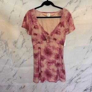 Abound  Pink Floral Dress  with Front Cutout- Brand New